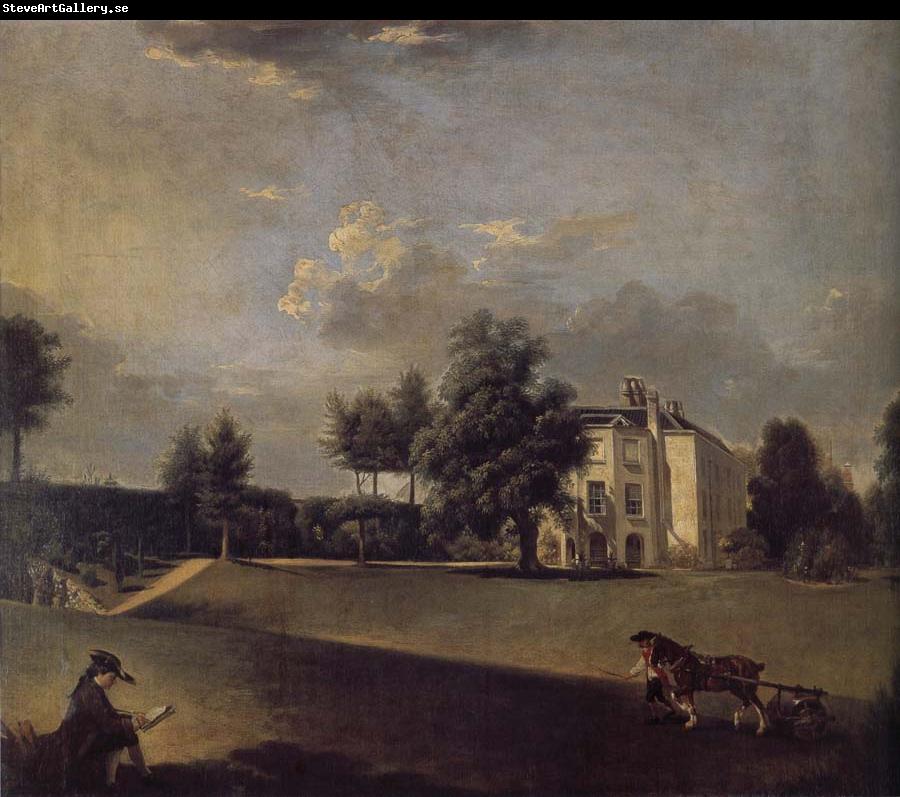 Johann Zoffany A view of the grounds of  Hampton House